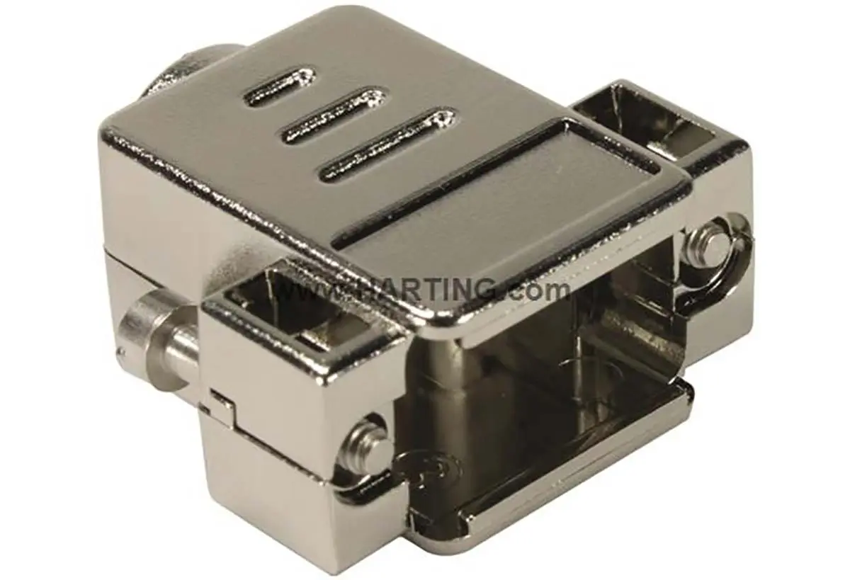 Produktfoto 1 von HARTING D-Sub D-Sub-Gehäuse Gerade, 15-polig, D: D-Sub-Gehäuse Zugentlastung, Silber, Größe A, aus Thermoplast