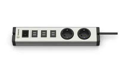 Produktfoto 1 von Ehmann Typ F Steckdosenleiste Überspannungsschutz, 8-fach 16A CEE 7/7, 3m Kabel, 230V