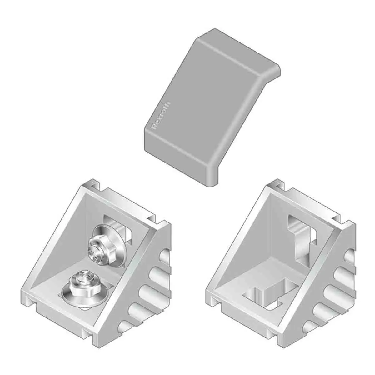 Produktfoto 1 von Bosch Rexroth FS7 Verbindungskomponente, Winkel-Abdeckkappe, Steckverbinderhalterung und Gelenk für 10 mm, L. 50 mm