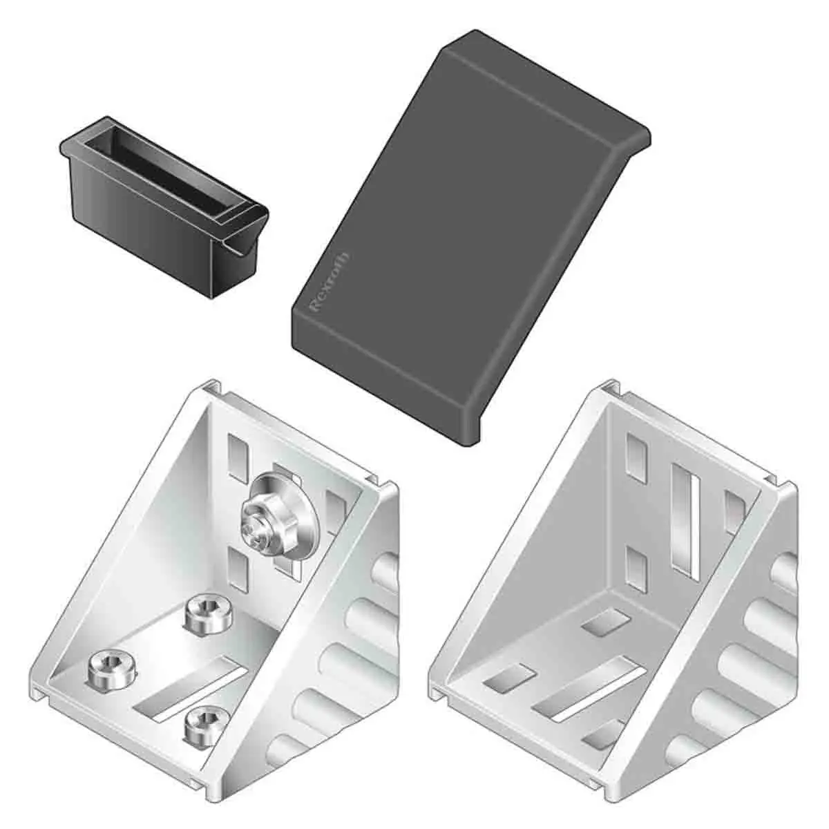 Produktfoto 1 von Bosch Rexroth Verbindungskomponente, Winkel-Abdeckkappe, Steckverbinderhalterung und Gelenk für 10 mm, M6, L. 60 mm