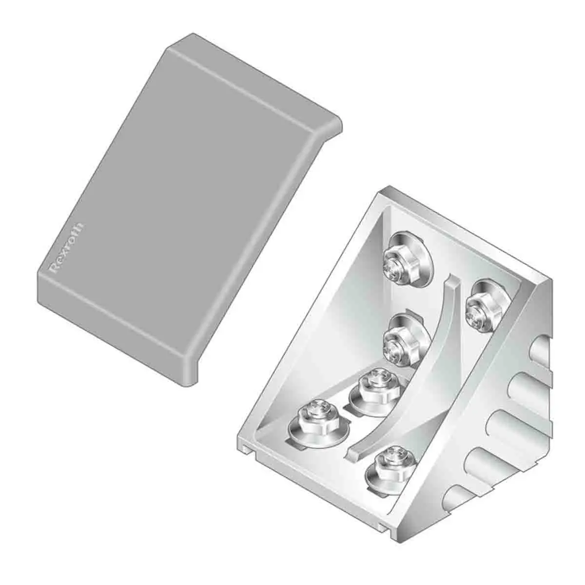 Produktfoto 1 von Bosch Rexroth FS7 Verbindungskomponente, Winkel-Abdeckkappe, Steckverbinderhalterung und Gelenk für 10 mm, L. 80 mm
