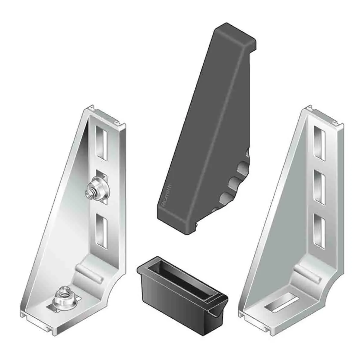 Produktfoto 1 von Bosch Rexroth T-Slot Stone Verbindungskomponente, Winkel-Abdeckkappe, Steckverbinderhalterung und Gelenk für 8 to 10