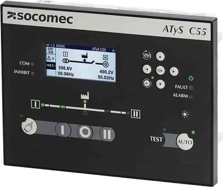 Produktfoto 1 von Socomec ATyS C55 Controller, 6 Eing. Relais Ausg.Typ Digital Eing.Typ