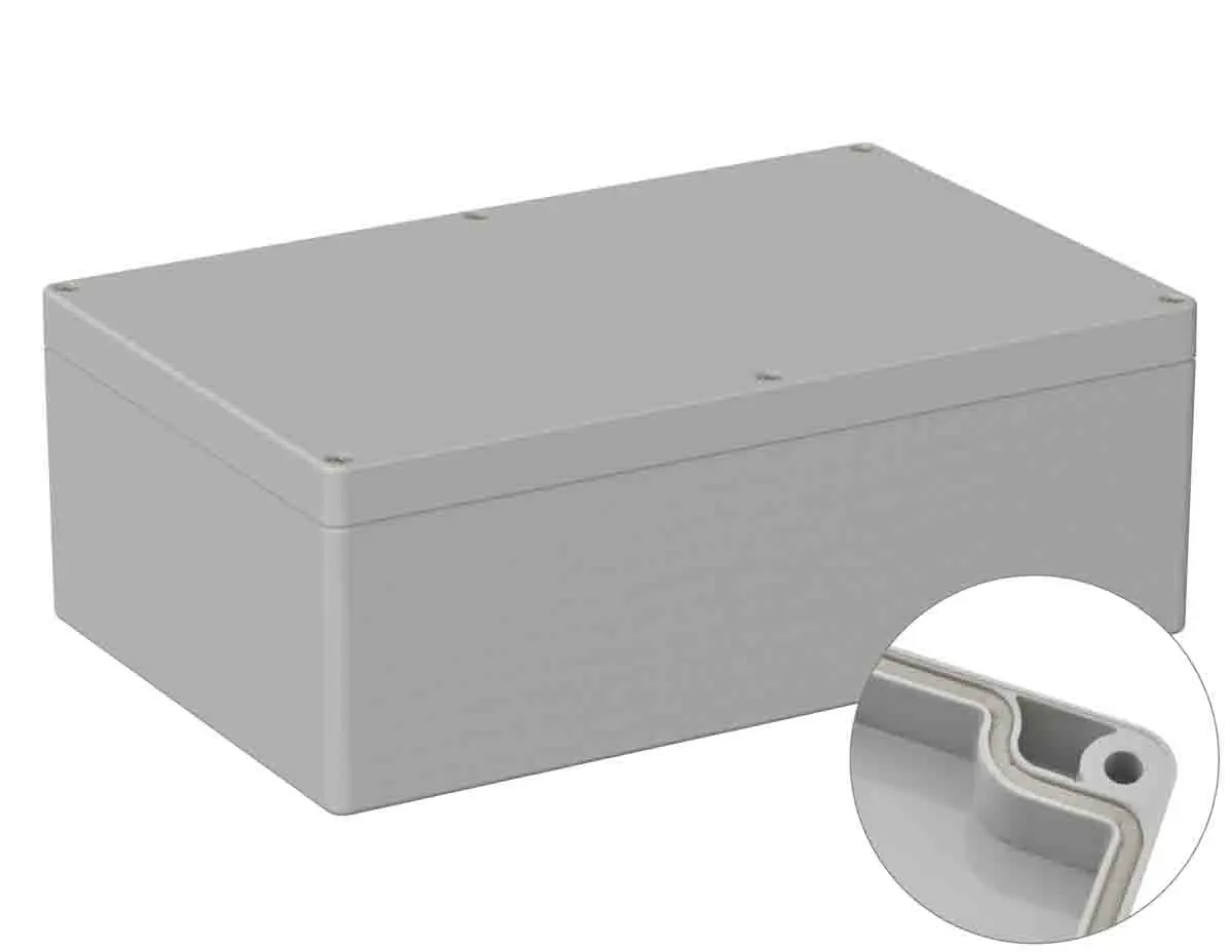 Produktfoto 1 von RS PRO 5U2; Universalgehäuse; Polycarbonat; Grau; IK07 IP66 Breite 160 mm Höhe 90 mm Länge 250 mm