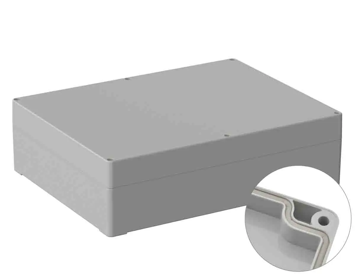 Produktfoto 1 von RS PRO 5U2; Universalgehäuse; Polycarbonat; Grau; IK07 IP66 Breite 230 mm Höhe 85 mm Länge 300 mm