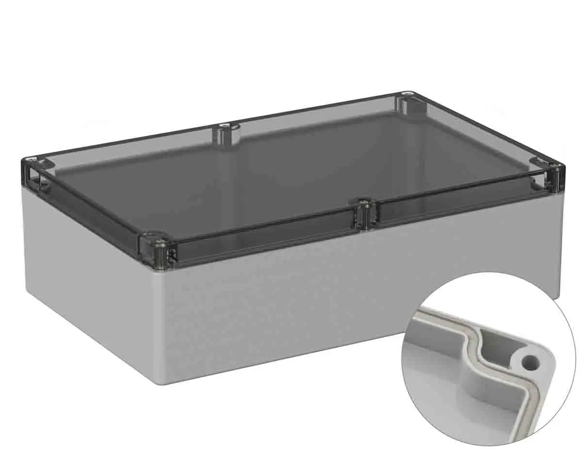 Produktfoto 1 von RS PRO 5U2; Universalgehäuse; Polycarbonat; Grau; IK07 IP66 Breite 230 mm Höhe 85 mm Länge 300 mm