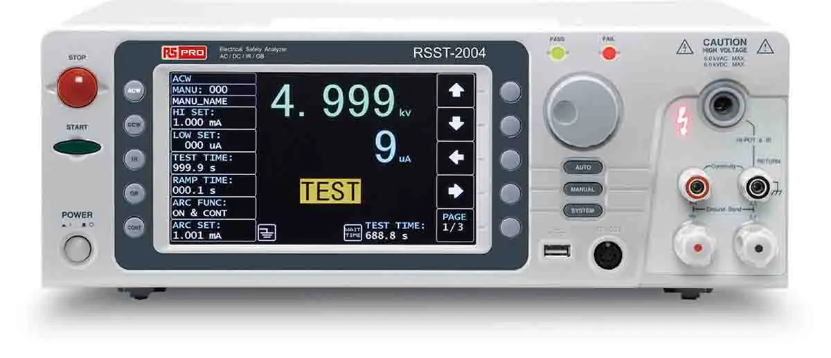 Produktfoto 1 von RS PRO RSST-2004 Isolationsprüfer 50 V, 32A, 5000 V Isolationsprüfer CAT I