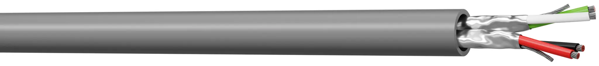 Produktfoto 1 von RS PRO Datenkabel, 2-paarig 0,34 mm² Ø 4.6mm Kupfer verzinnt Schirmung LSZH isoliert Twisted Pair Grau