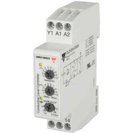 Produktfoto 1 von Carlo Gavazzi CLD1EA1CM24 Niveauregler 1 x Eingänge DIN-Hutschiene, U Sonde = 5 V 30μs 24V Analog Relais