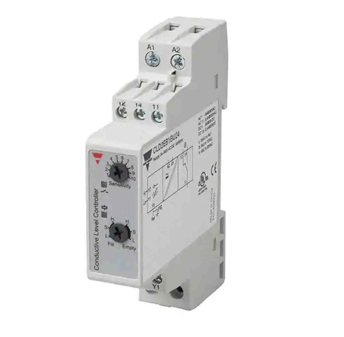 Produktfoto 1 von Carlo Gavazzi CLD2EB1BU24 Niveauregler 2 x Eingänge DIN-Hutschiene, U Sonde = 5 V 5 s 24 V Analog Relais