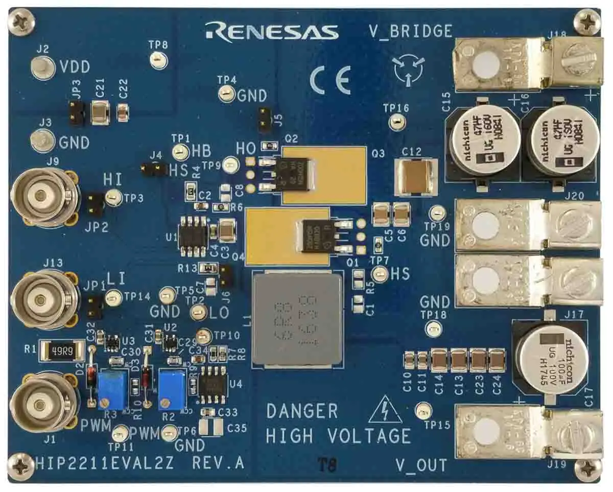 Produktfoto 1 von Renesas Electronics HIP2211EVAL2Z-RS Evaluierungsplatine, Evaluierungsplatine Halbbrücken-Treiber, für Hip2211