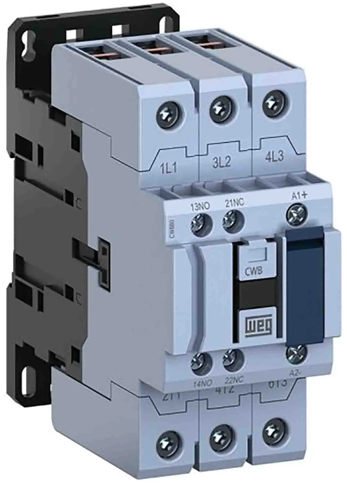 WEG CWB40 Schütz 24 V-Spule, 3-polig, 1kV / 80 A 24 V 37 kW 1 Schließer/1 Öffner Umkehrend 1-Hilfskontakte