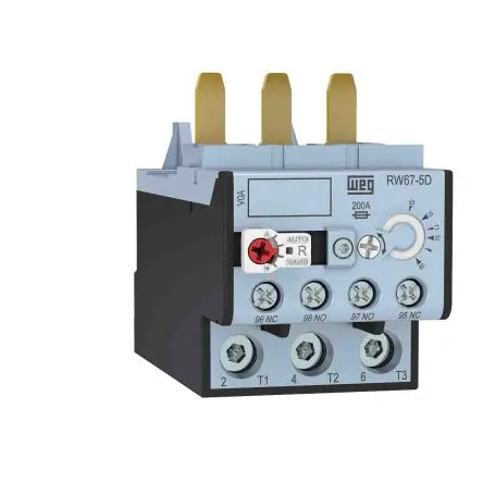 Produktfoto 1 von WEG Thermisches Überlastrelais, / 70A 16.5 kW 1 Schließer/1 Öffner, 690V ac / 70A, 73 mm x 50mm