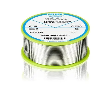 Produktfoto 1 von Felder Lottechnik Draht Lötzinn bleifrei 96.5 %Sn 0 %Pb 0.5 %Cu 3.0 %Ag, 217 °C, Ø 0.50 mm / 250 g