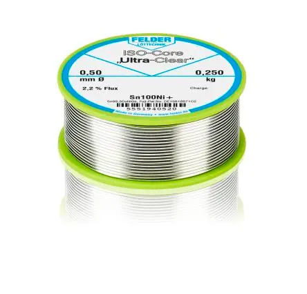 Produktfoto 1 von Felder Lottechnik Draht Lötzinn bleifrei 99.3 %Sn 0 %Pb 0.7 %Cu, 227 °C, Ø 0.5 mm / 250 g