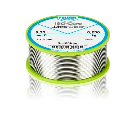 Produktfoto 1 von Felder Lottechnik Draht Lötzinn bleifrei 99.3 %Sn 0 %Pb 0.7 %Cu, 227 °C, Ø 0.75 mm / 250 g