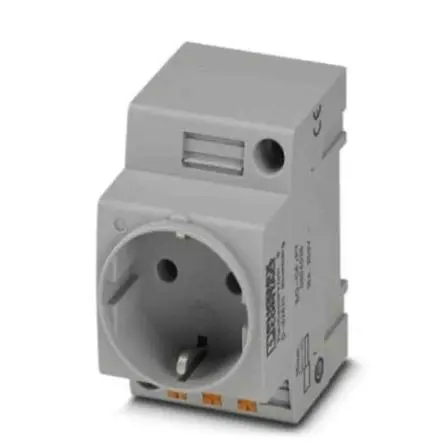 Produktfoto 1 von Phoenix Contact Netzsteckdose DIN-Schienen 16A, 2+E, Typ CF Polyamid, 250V Grau Einsteck-Anschluss, für Deutschland