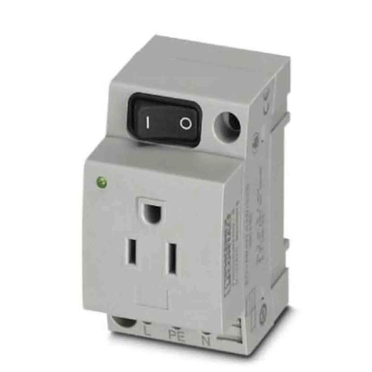Produktfoto 1 von Phoenix Contact Netzsteckdose DIN-Schienen 15A, 2+E, Typ AB Polyamid, 125 V Grau Schraubbefestigung, für USA