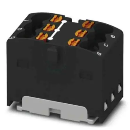 Produktfoto 1 von Phoenix Contact Verteilerblock 6-polig / 450V 17.5A, Polyamid Schwarz, IP20