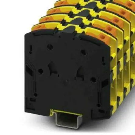 Produktfoto 1 von Phoenix Contact PTPOWER 95 DIN-Schienenklemme ohne Sicherung 1 Gelb, Schwarz, 25mm², 95 mm², 1500V ac Schraubbefestigung