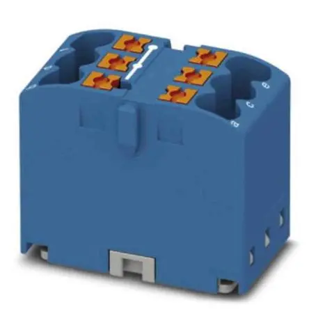 Produktfoto 1 von Phoenix Contact Verteilerblock 6-polig / 450V 24A, Polyamid Blau, IP20