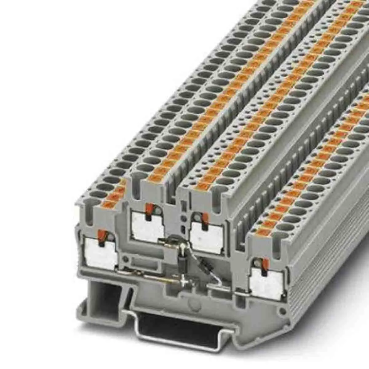 Produktfoto 1 von Phoenix Contact PTTB Bauteil-Anschlussklemmenblock 2 Grau, 0.14 to 4 mm², 500 V Einsteck-Anschluss