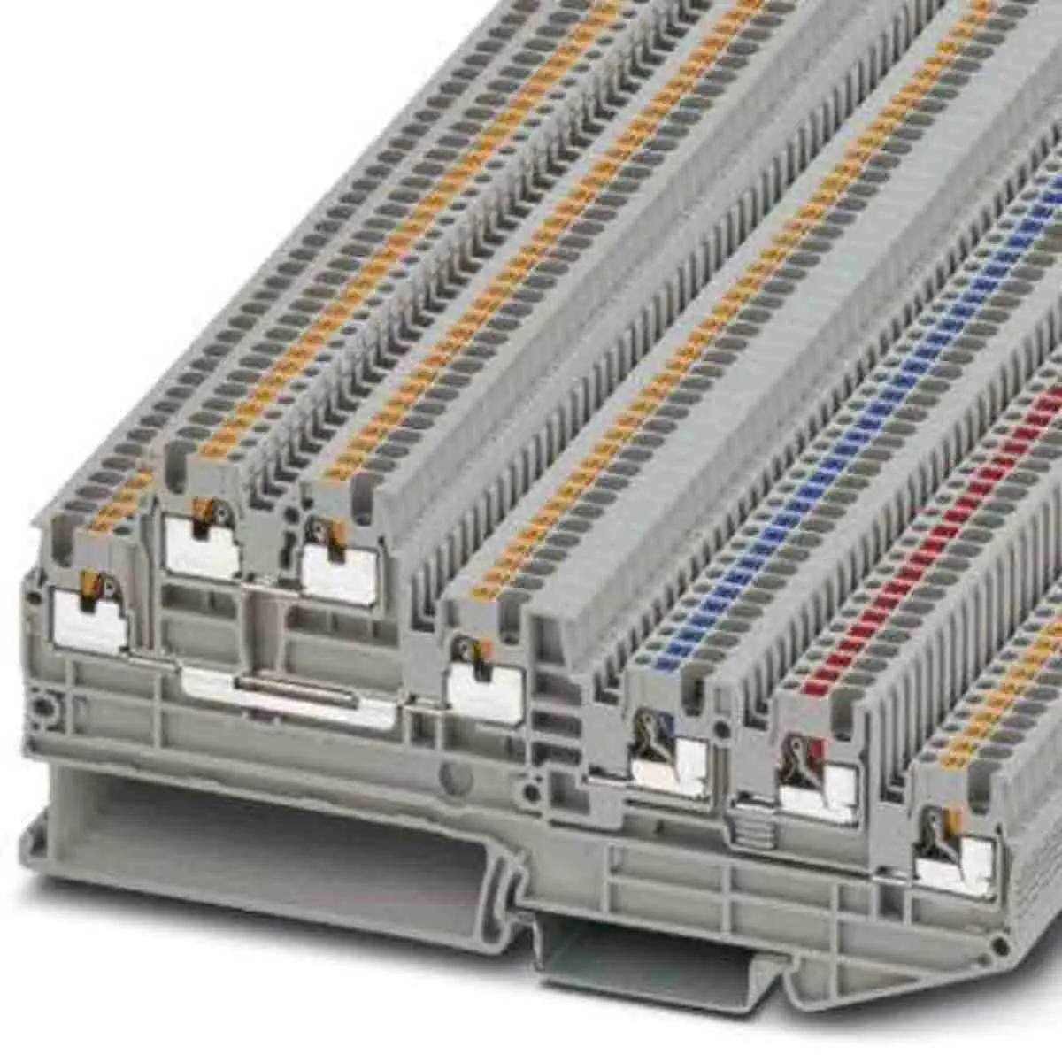 Produktfoto 1 von Phoenix Contact DIN-Schienenklemme ohne Sicherung 5 Grau, 0.14 to 1.5 mm², 250 V Einsteck-Anschluss