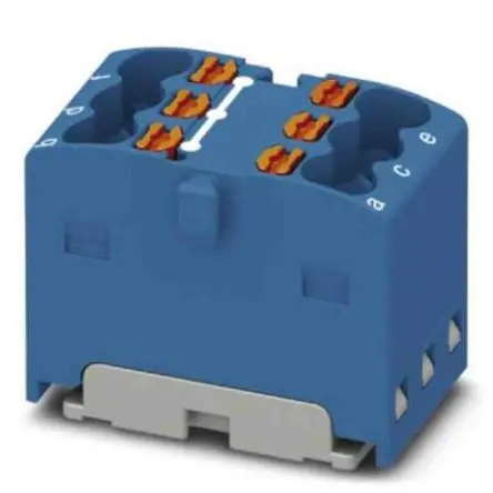 Produktfoto 1 von Phoenix Contact Verteilerblock 6-polig / 450V 17.5A, Polyamid Blau, IP20