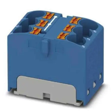 Produktfoto 1 von Phoenix Contact Verteilerblock 6-polig / 630V 32A, Polyamid Blau, IP20