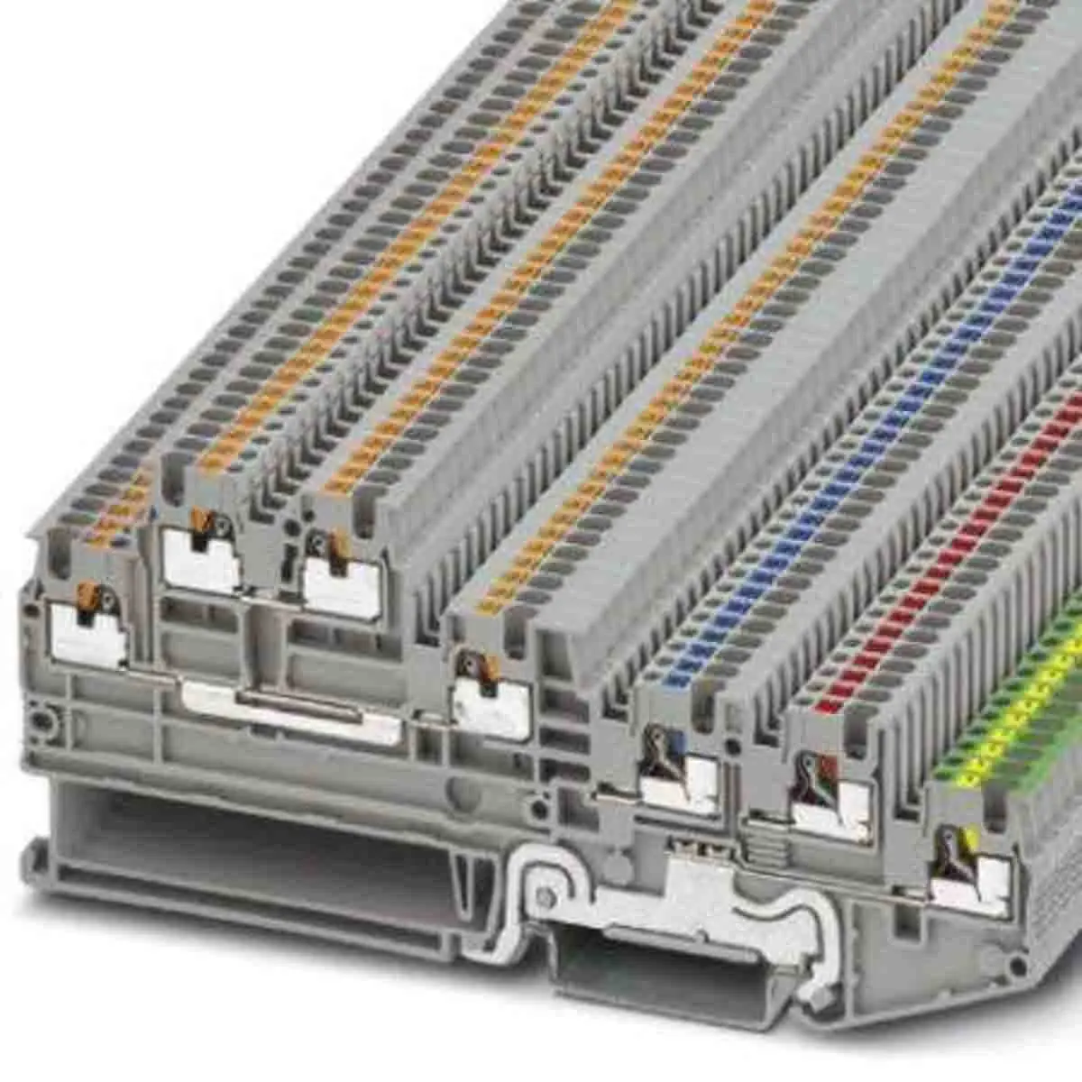 Produktfoto 1 von Phoenix Contact DIN-Schienenklemme ohne Sicherung 5 Grau, 0.14 to 1.5 mm², 250 V Einsteck-Anschluss
