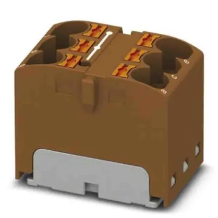 Produktfoto 1 von Phoenix Contact Verteilerblock 6-polig / 630V 32A, Polyamid Braun, IP20