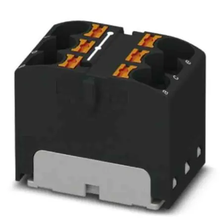 Produktfoto 1 von Phoenix Contact Verteilerblock 6-polig / 630V 32A, Polyamid Schwarz, IP20