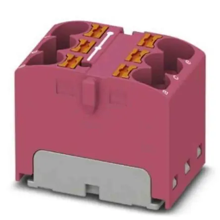 Produktfoto 1 von Phoenix Contact Verteilerblock 6-polig / 630V 32A, Polyamid Rosa, IP20
