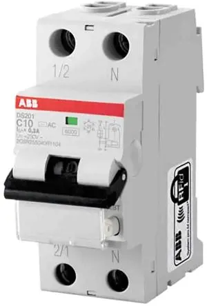 Produktfoto 1 von ABB System Pro M Compact DS201 FI/LS-Schalter (RCBO) 20A, 2-polig Typ C, Empfindlichkeit 30 mA
