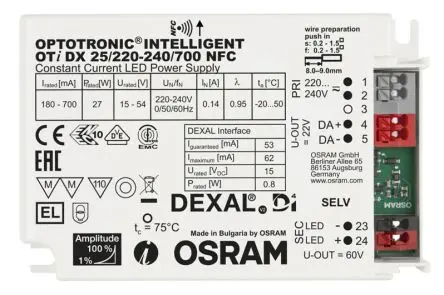 Produktfoto 1 von Osram LED-Treiber, 35 W 220V, 240 V LED-Treiber 700mA, Ausgang 15V, 50 V DALI