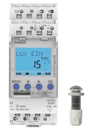 Produktfoto 1 von Theben Digital LUNA 111 top3 DIN-Schienen-Zeitschaltuhr 230V ac, Stunden, 1-Kanal, DuoFix Feder