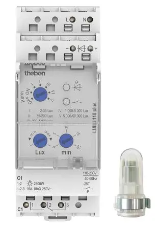 Produktfoto 1 von Theben Analog LUNA 110 plus Dämmerungsschalter 230V ac, Minuten, 1-Kanal, Lastleitungsanschlüsse