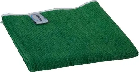 Produktfoto 1 von Vikan Basic Microfibre Cloth Lappen für Allgemeine Reinigung Mikrofaser Rahmenklemme Trocken/nass 5 pro Paket Stk. Grün,