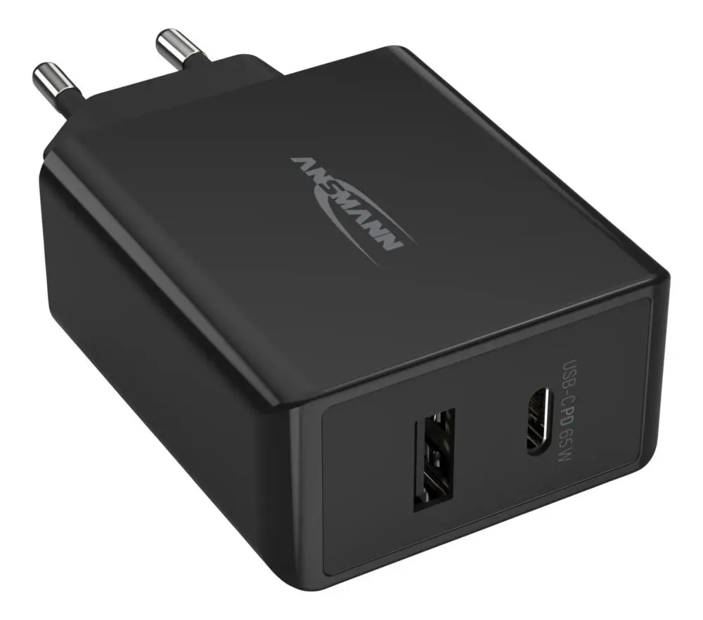 Produktfoto 1 von Ansmann HC265PD 2-Kanal Steckernetzteil AC/DC-Adapter 65W, 110 → 240V ac, 5 → 20 V dc / 2.4 → 3.25A, EU-Netzstecker
