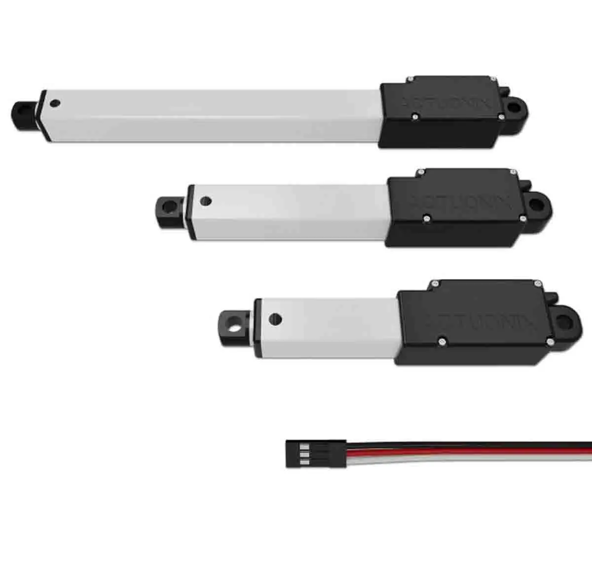 Produktfoto 1 von Actuonix L12 Elektrischer Linearantrieb 6V dc 100mm Hub, 6.5mm/s. 80N max. Kraft