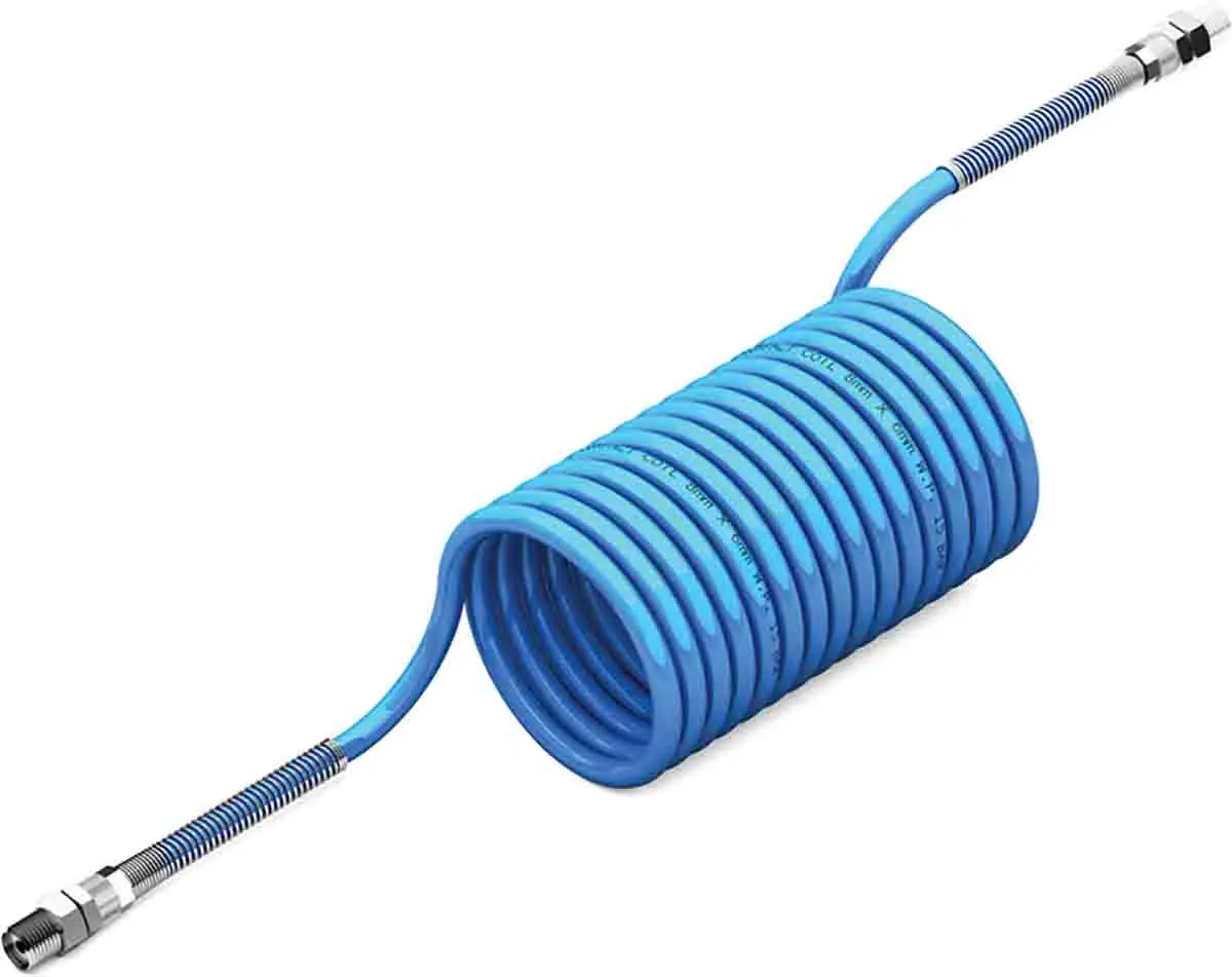 Produktfoto 1 von RS PRO 10 m EC Polyamid Spiralschlauch Blau, Innen-Ø 6 mm, 15 bar 80 °C -40 °C