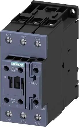 Produktfoto 1 von Siemens 3RT2 Schütz 24V dc-Spule, 3-polig, 690V / 50 A 24V dc 22 kW 1 Schließer/1 Öffner Motorsteuerung, Umkehrend