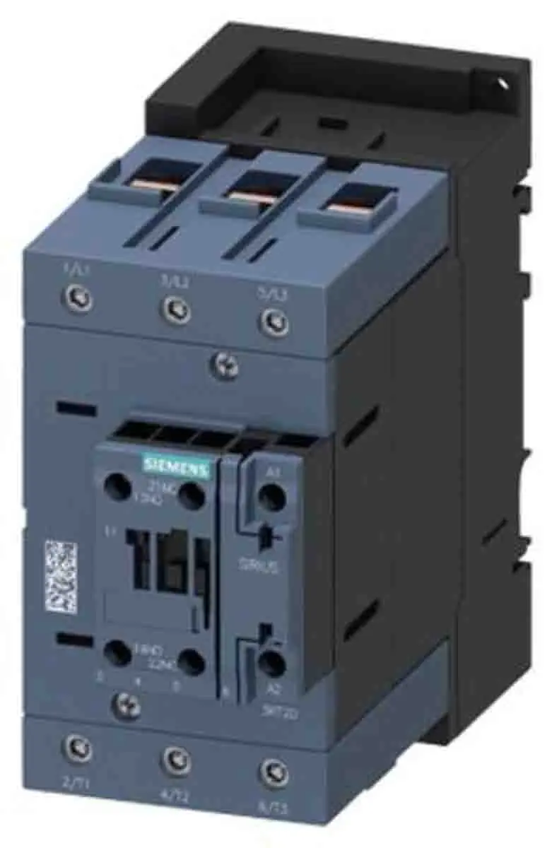 Siemens 3RT2 Schütz 24 V dc-Spule, 3-polig, 690V / 80 A 24 V dc 37 kW 1 Schließer/1 Öffner Umkehrend 2-Hilfskontakte