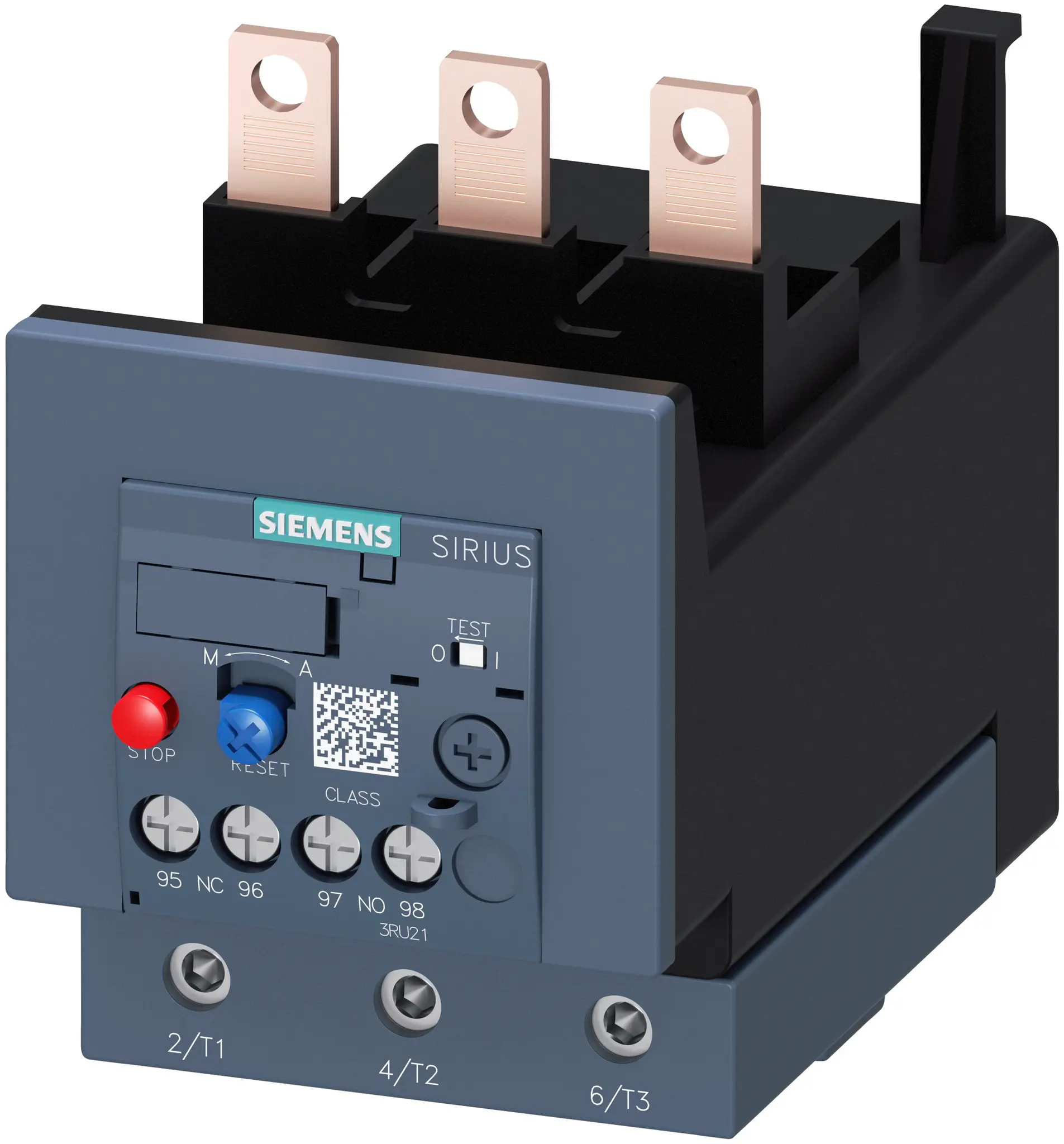 Produktfoto 1 von Siemens 3RU2 Thermisches Überlastrelais, / 65 A 18.9 W 1 Schließer/1 Öffner, 690V ac / 3 A 3P, 105 mm x 70 mm