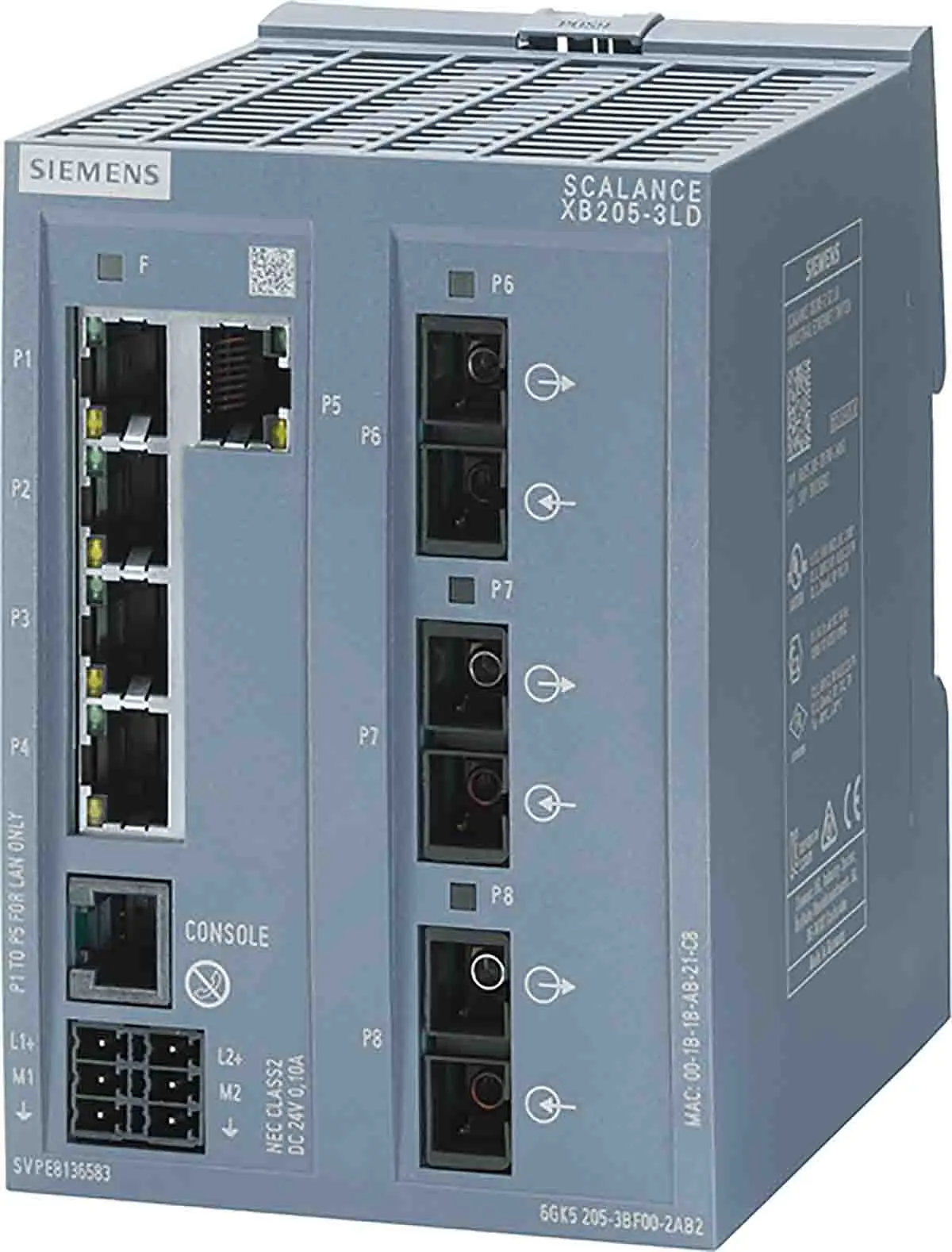 Produktfoto 1 von Siemens Ethernet-Switch 8-Port Managed Switch 117 x 109 x 80mm
