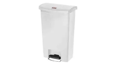 Produktfoto 1 von Rubbermaid Commercial Products Slim Jim Harz Mülleimer 50L Weiß mit Pedal T 718.8 mm H. 723.9 mm B. 718.8mm Deckel