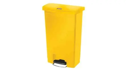 Produktfoto 1 von Rubbermaid Commercial Products Slim Jim Harz Mülleimer 50L Gelb mit Pedal T 774.7 mm H. 723.9 mm B. 307.8mm Deckel