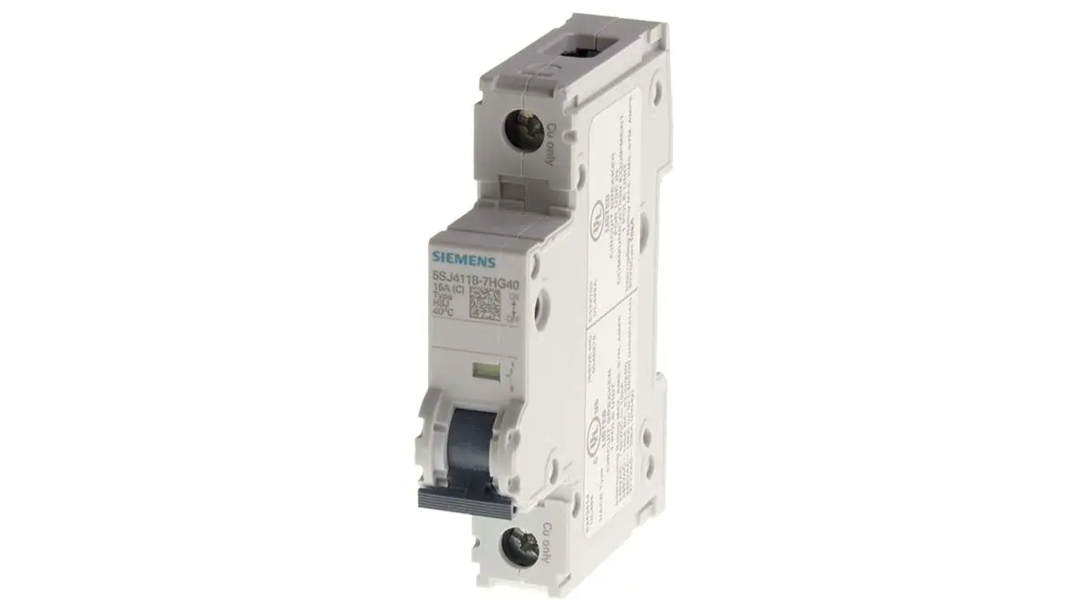 Produktfoto 1 von Siemens 5SJ4 Miniaturüberlastschalter Typ C, Pol 1-polig 4 A 440 V ac, Abschaltvermögen 14 kA SENTRON