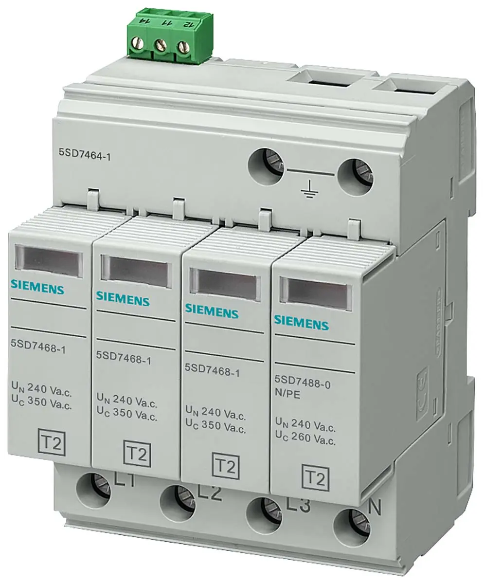 Produktfoto 1 von Siemens, 5SD7464-1, Überspannungsableiter, , DIN-Schienen, 1-phasig 40kA
