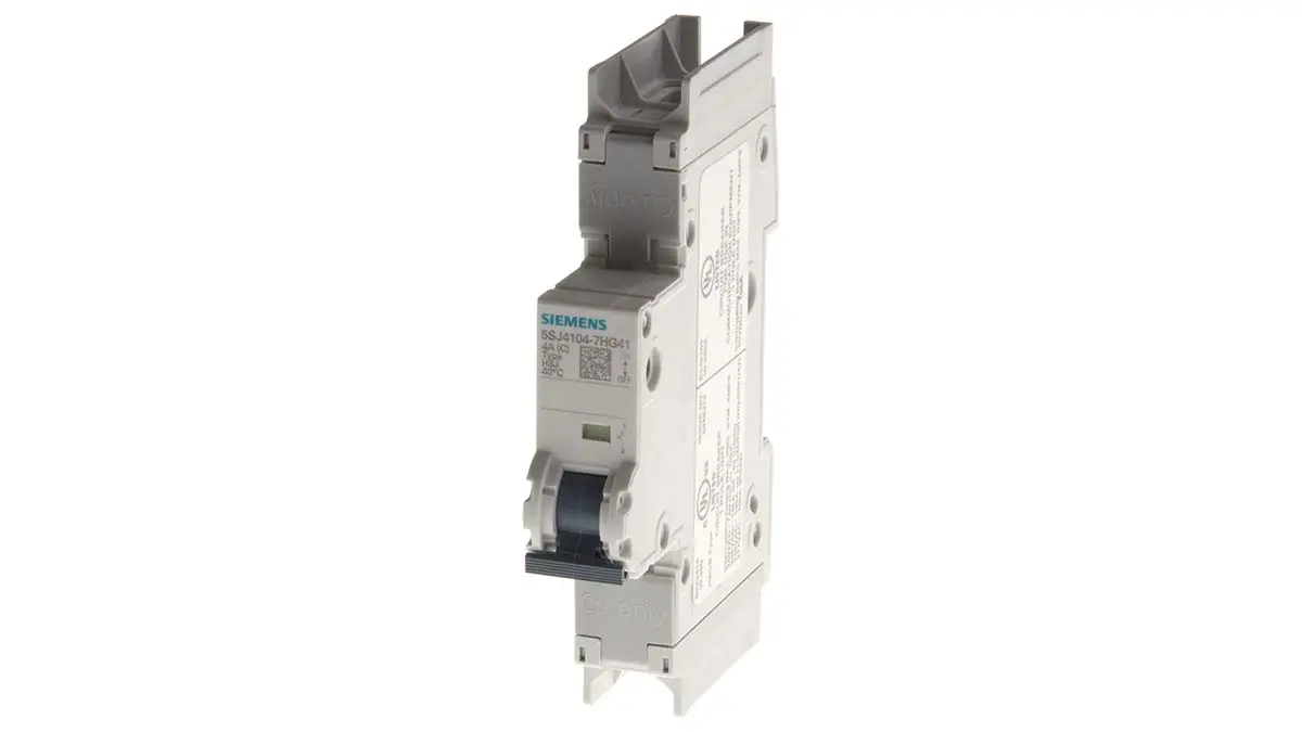 Produktfoto 1 von Siemens 5SJ4 Miniaturüberlastschalter Typ C, Pol 1-polig 6 A 440 V ac, Abschaltvermögen 14 kA SENTRON